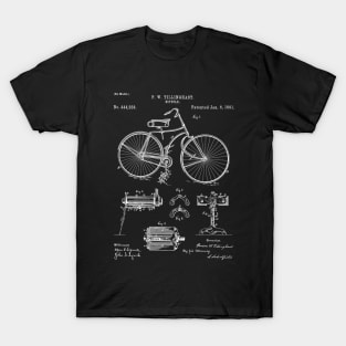 Bicycle Patent - Cycling Art - Black Chalkboard T-Shirt